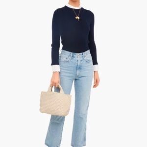 Navy Rosemary Eyelet Knit Top